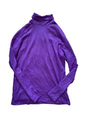 Vintage Blouse Shirt Top Womens Purple Mock Neck Turtleneck Small