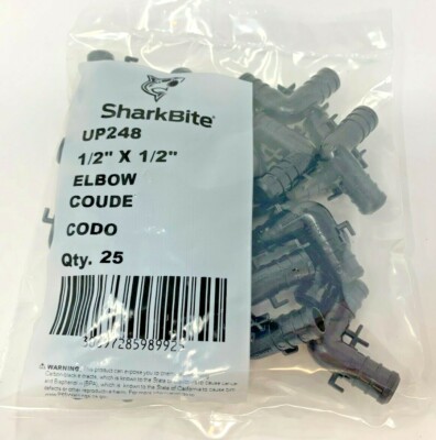 Pack of (25) SharkBite  1/2'' X 1/2'' Poly Crimp Elbow UP248 Fast Free Shipping!