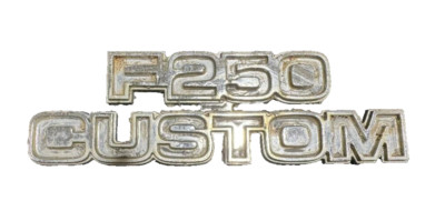 VINTAGE FORD F-250 CHROME FENDER EMBLEM P/N D7TB-16702-FWC GENUINE OEM USED PART