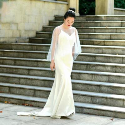 Pearl Beads Cape Shrugs Wedding Dress Jacket Shawl Accessories for Bride | eBay Pearl Beads Cape Shrugs Wedding Dress Jacket Shawl Accessories for Bride | eBay