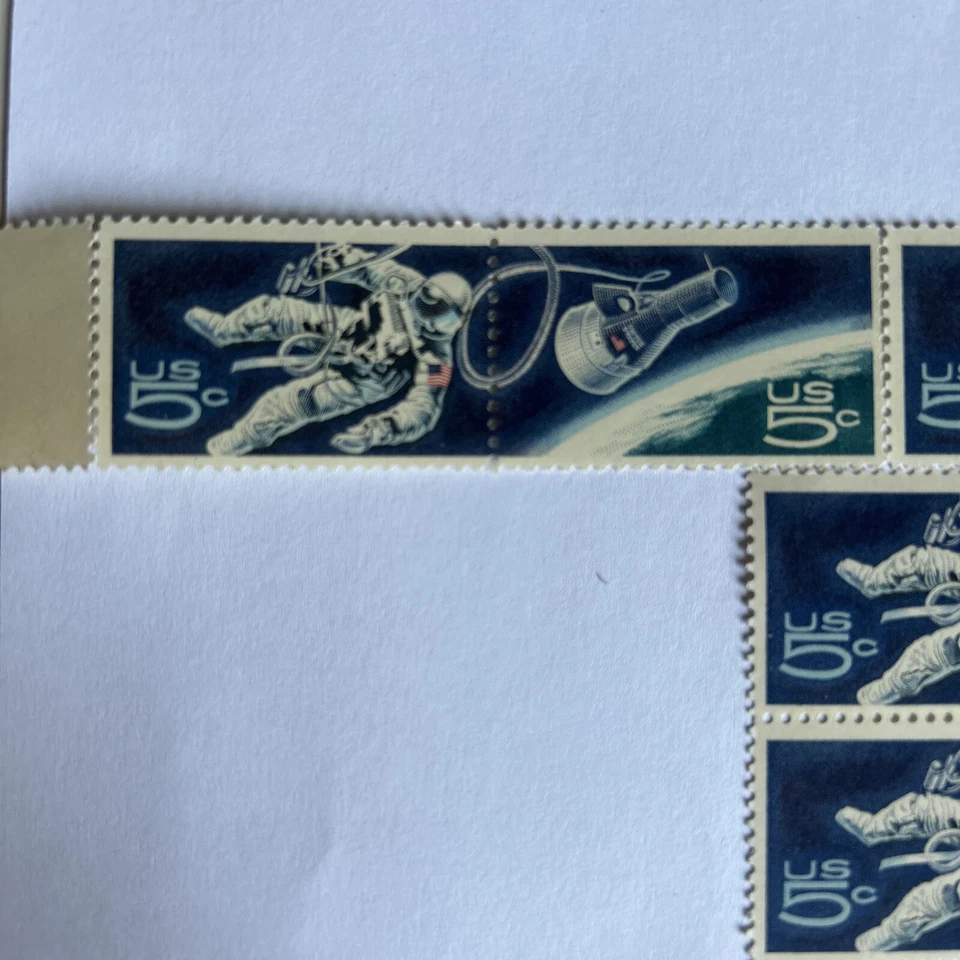 US Postage Astronaut outer Space 5Cents Block Stamps Unused NASA Set Rare NOS - Image 3 of 4