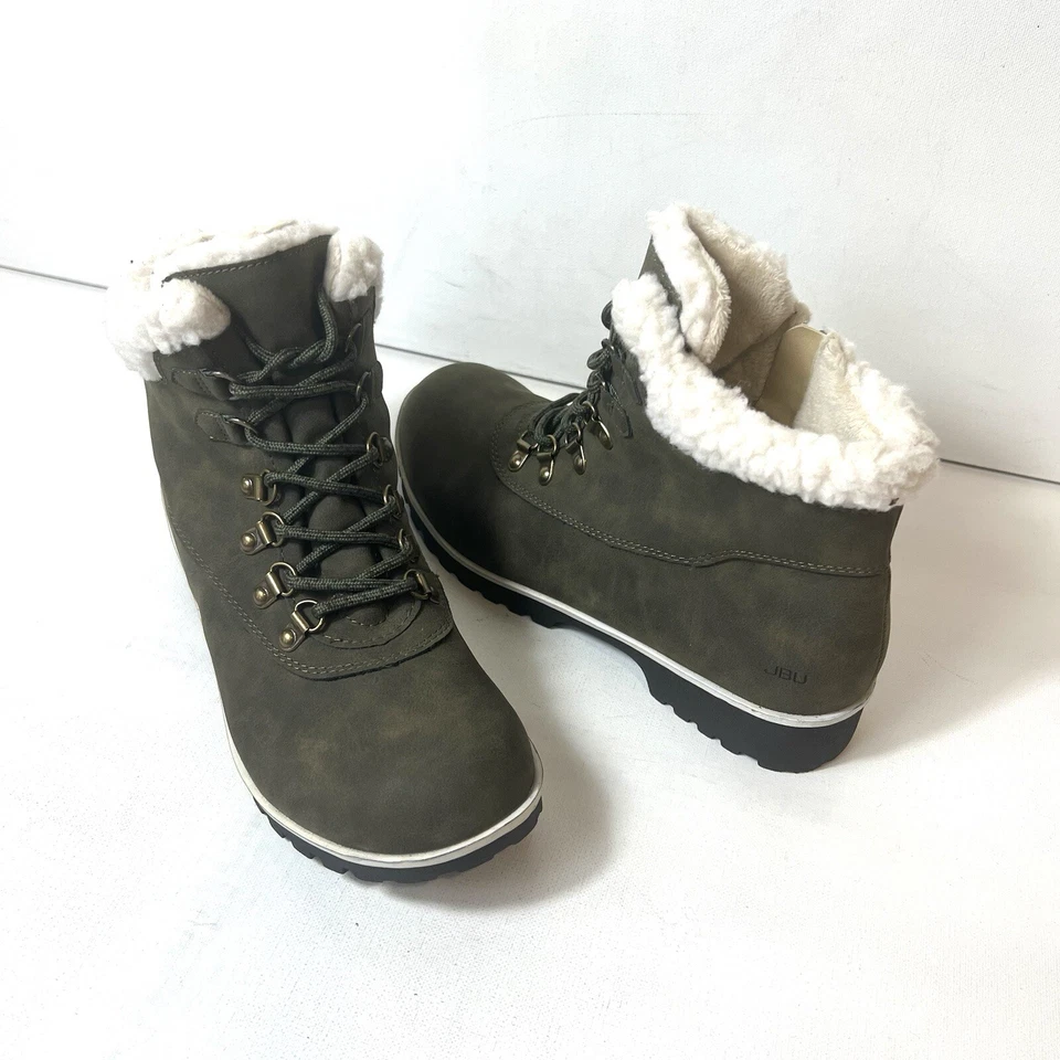 Botines JBU by Jambu resistentes al agua para mujer 9 M verde oliva imitación cuero cremallera Foto 4 de 4