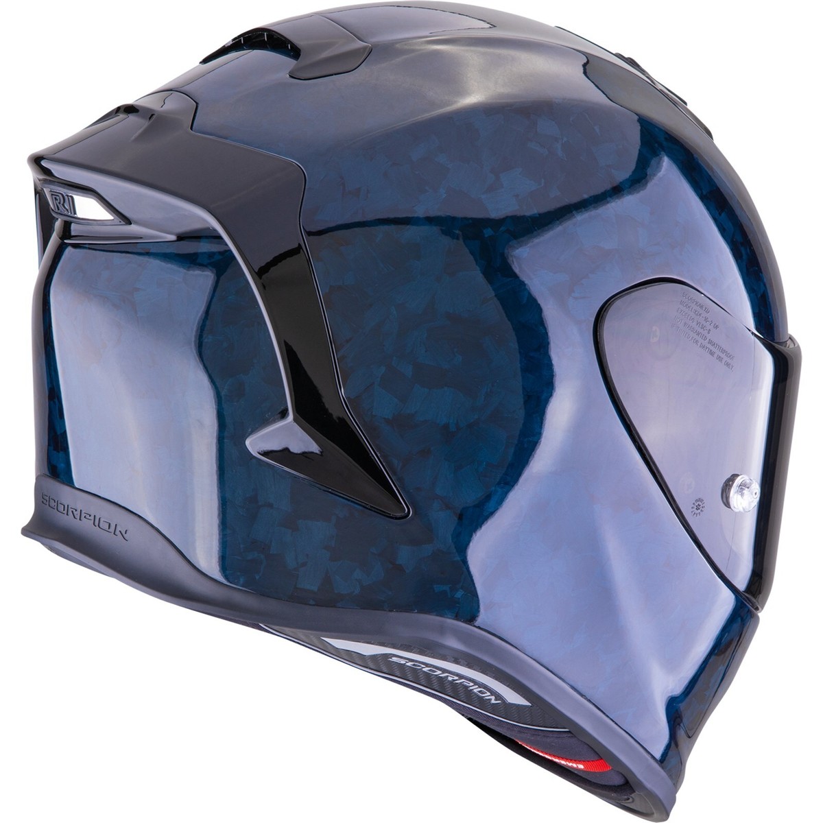 black and blue scorpion exo helmet large ScorpionEXO R1 Air Full Face Adult Motorcycle with Pinlock Ready Shield Bluetooth Ready Speaker Pockets DOT ECE FC Barcelona (Blue/Red ST1400 Evo Carbon Hex Full Face Helmet is a refined riding experience with key enhancements Scorpion EXO-R410 Helmet Novel Black/Blue