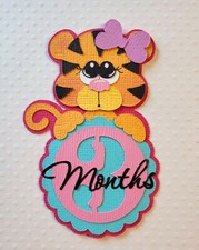 Baby Girl Tiger 3 Months Tag. Scrapbook, Card making Paper Piecing