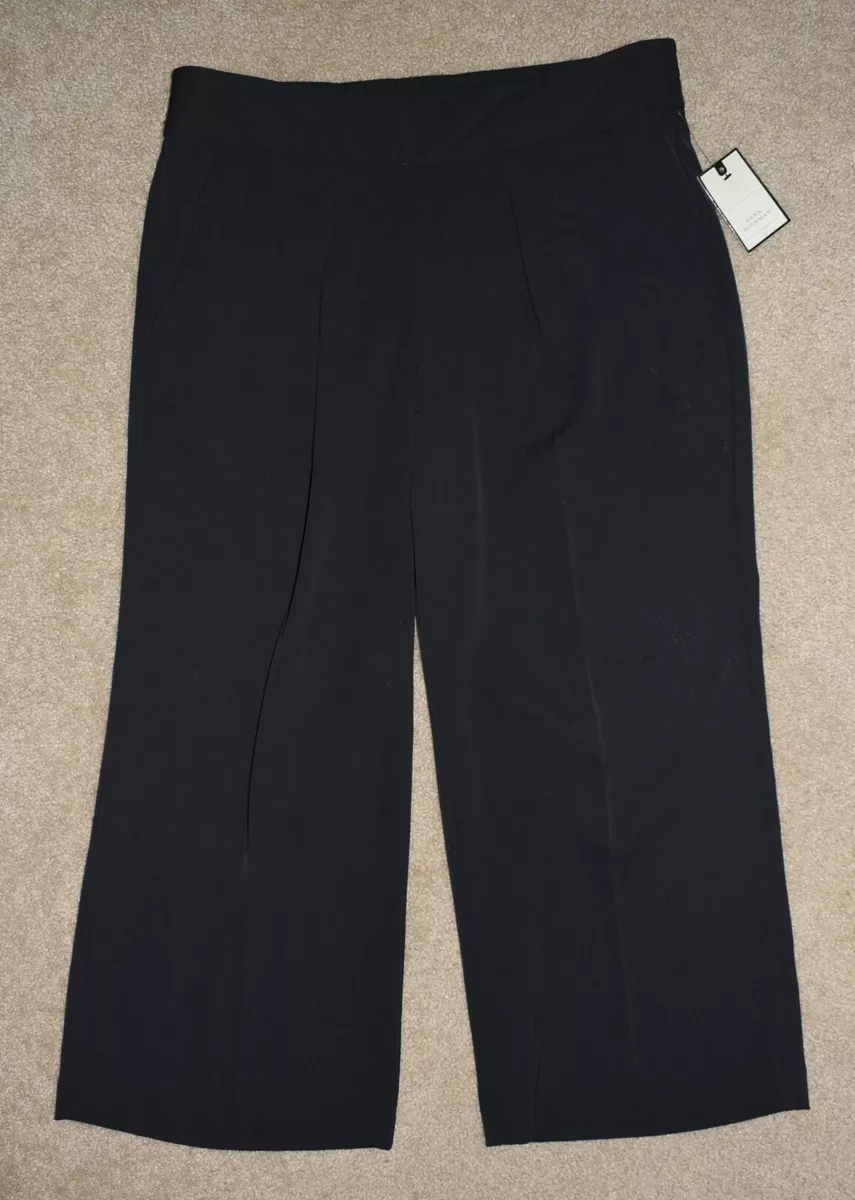New Dana Buchman Cropped Dress Pants Black Sz 10 Pleated Wide Leg
