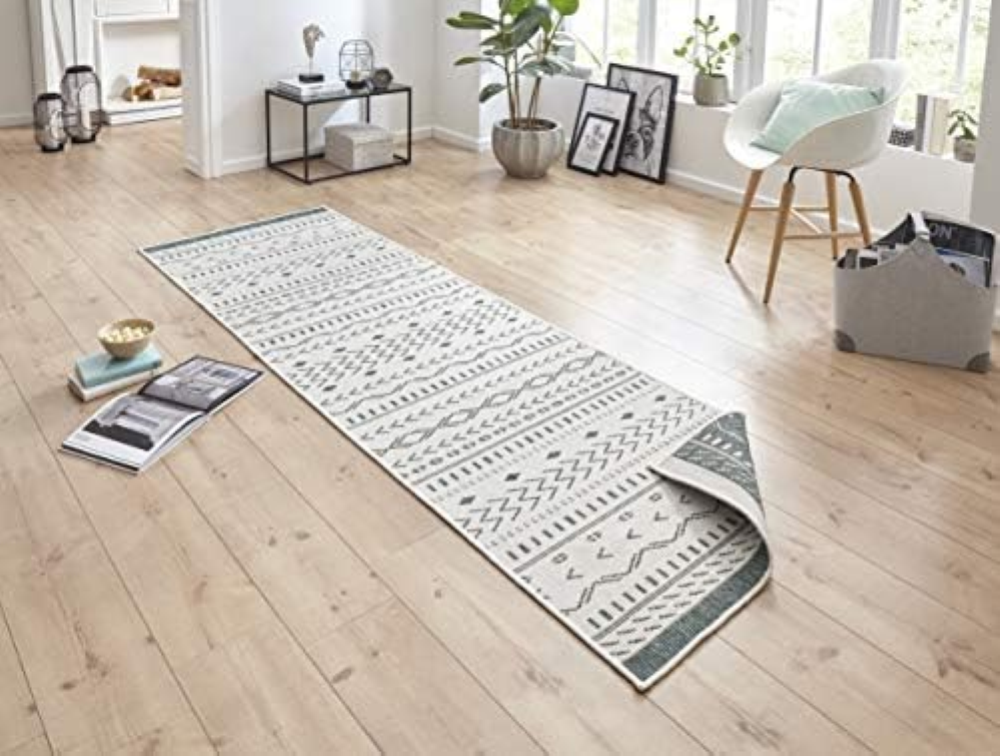Bougari - Tappeto double-face Kuba, per interni ed esterni, Grün Creme, 160 x 23
