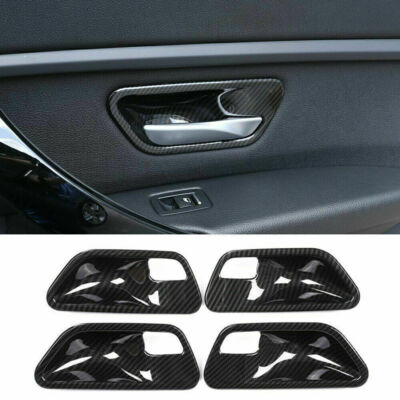 Carbon Fiber ABS Inner Door Handle Bowl Cover For BMW 3 4 Series F30 F34 2013-19