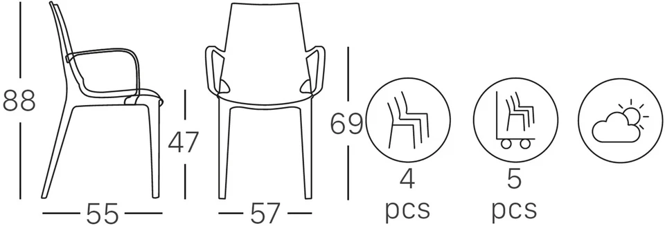 SCAB DESIGN SET 2 SEDIE SEDIA POLICARBONATO VANITY CASA BAR RISTORANTI BISTROT - Immagine 2 di 4