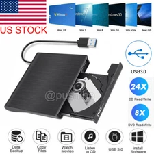 Slim Drive Disc Player External DVD Burner CD RW Writer Laptop Desktop USB 3.0