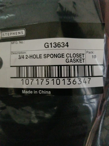 10 QTY! 6-3/4" x 3-1/2" x 3/4" Sponge Closet Gasket 2 Bolt Holes Part # G13634 - Picture 3 of 3