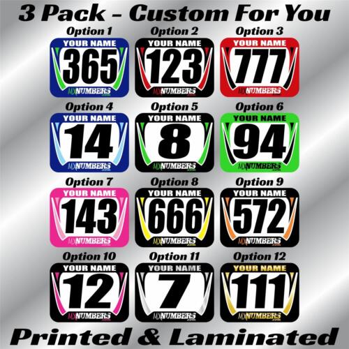 Dirt Bike Number Name Plate Mini Decals Stickers Flat Track Race Pro AMA MX KTM - Picture 1 of 9