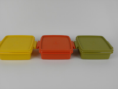Three Vintage Tupperware Square Away Sandwich Keepers With Lids