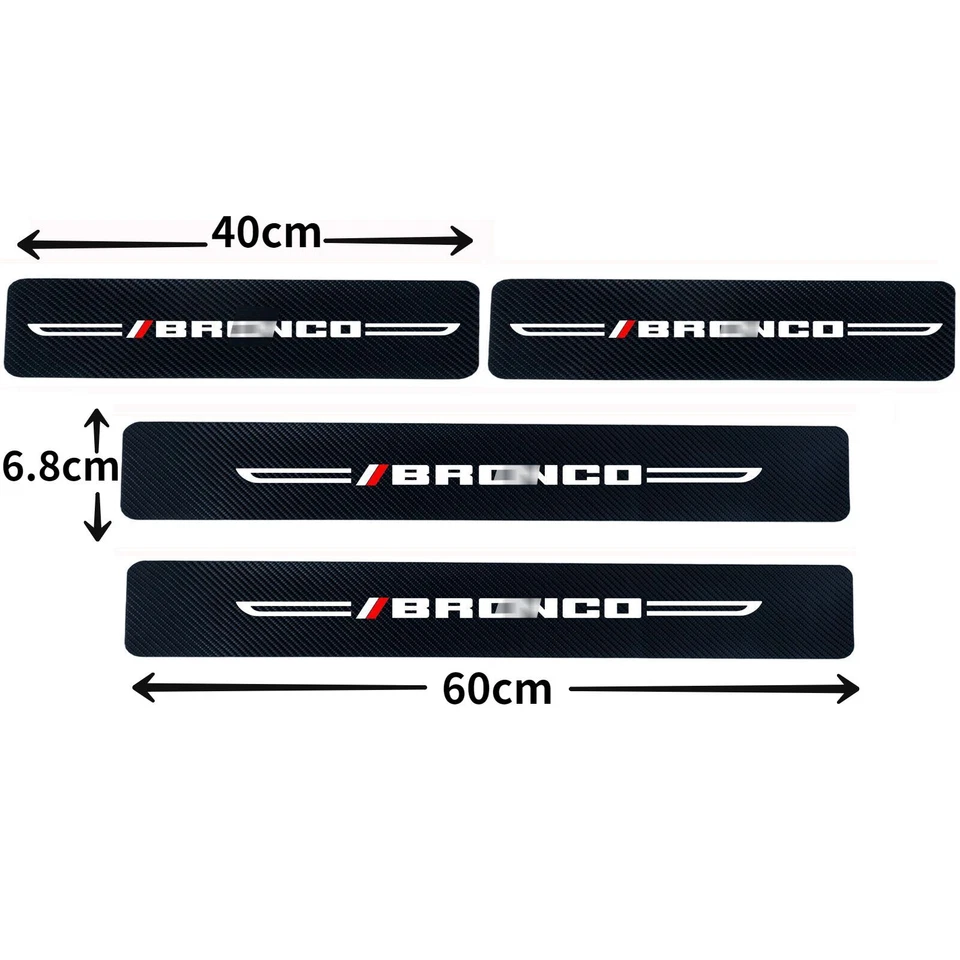 4pcs For Ford Bronco White Car Door Sill Protector Carbon Fiber Leather Sticker Foto 2 de 4
