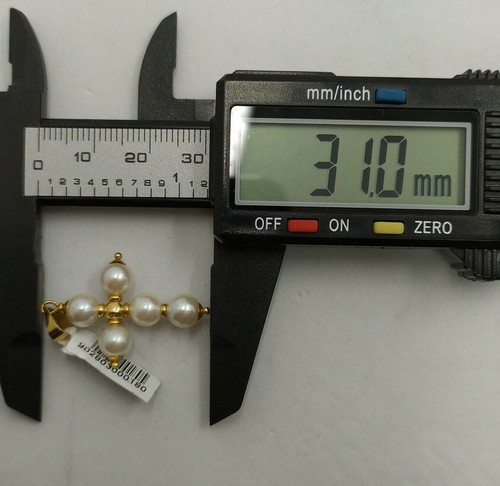Pendant Gold 18k 750 Mls . Cross With Perlas. 1 7/32in - Picture 3 of 4