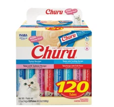 INABA Churu Cat Treats, Squeezable Creamy Purée with Vitamin E, 0.5 Ounces,120