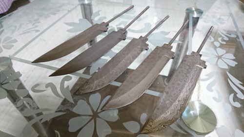 LOT OF 5 CUSTOM HAND MADE DAMASCUS STEEL BLANK BLADES FULL TANG KNIVES R-A 2021 - Picture 8 of 8