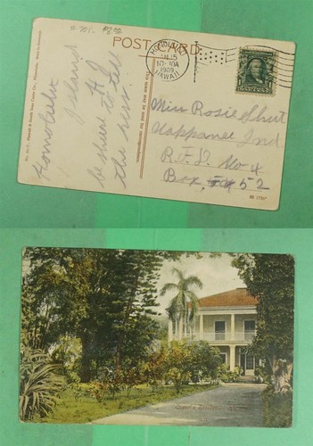 DR WHO 1909 HONOLULU HAWAII FLAG CANCEL QUEENS HOUSE POSTCARD m25094