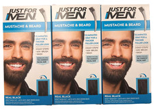 Just For Men M-55 REAL BLACK Mustache Beard Brush In 3 boxes NOW W/ KERATIN
