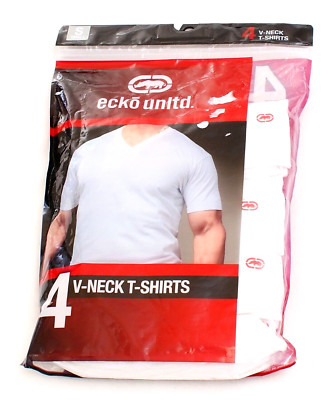 Ecko Unltd. White V Neck Short Sleeve Tee Shirt 4 in Package Men's S