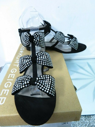 Kurt Geiger Marigold diamante 3 bow ribbon low heel sandals UK 3, EU 36 - Picture 3 of 20