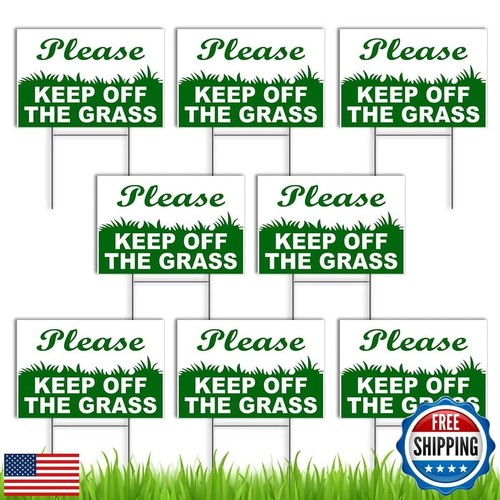 8 PC Keep Off Grass Sign 6х9 Coroplast Double Sided Stay Off Grass Signs