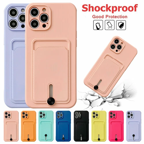 TPU Case Cover With Card Slot Holder For iPhone 15 16 14 13 12 11 Pro Max XS XR