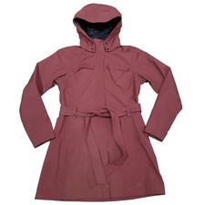 Rei Size Small Womens Red Belted Hooded Waterproof Jacket Zip Up Pre Loved