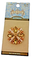 Sew-ology Champagne Rhinestone Shank Button 32mm