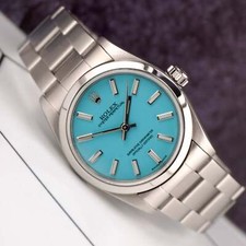 Rolex Oyster Perpetual 31mm Stainless Steel Baby Blue Dial Watch Ref 77080 12