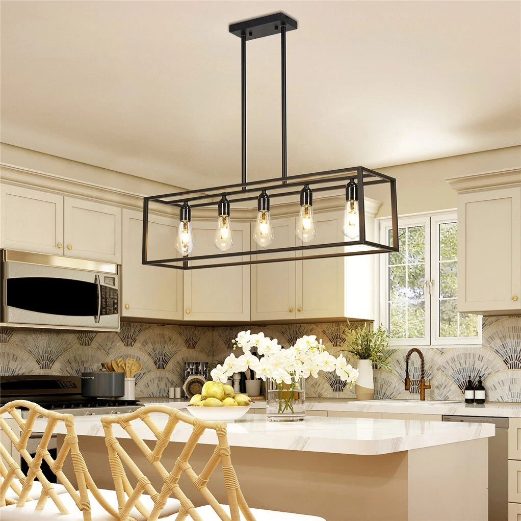 5 Light Farmhouse Chandelier Industrial Ceiling Light Fixture for
