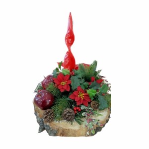 Centrotavola Stella Di Natale.Noel Centrotavola Con Candela Diametro 25 Cm Stella Di Natale Rossa E Bacche Ebay