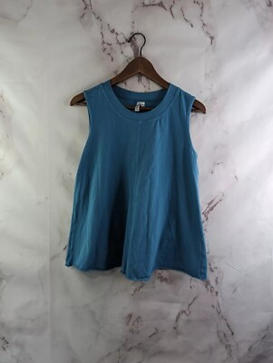 #ad #ad Kleen Tank Top Women Small Blue Muscle Sleeveless Shirt Crew Neck Lagenlook $26.90
