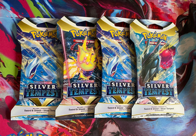 Pokemon TCG: Sword & Shield - Silver Tempest Sleeved Booster Pack Lot of 4x 