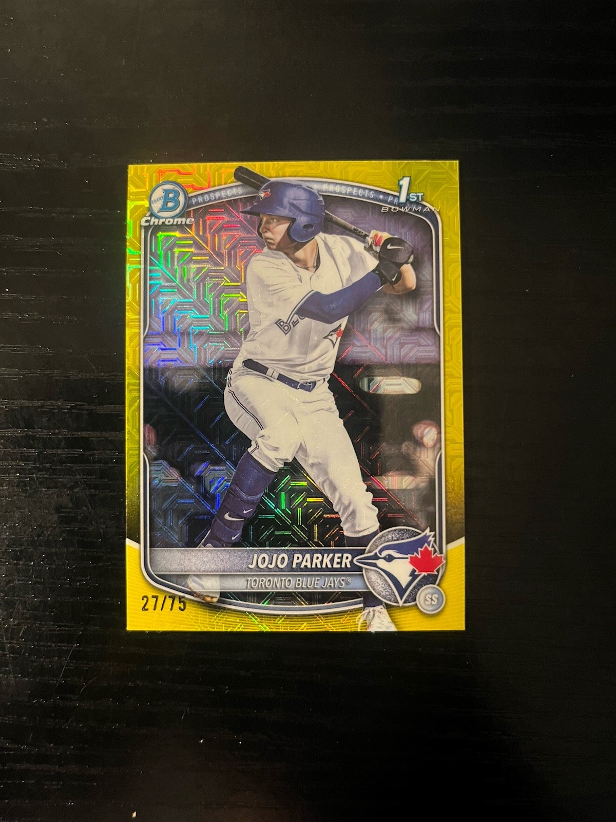 Jojo Parker 2025 Bowman Draft Mega Box 1st Bowman Yellow Mojo 27/75 Blue Jays
