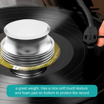 AUDIOCRAST Estabilizador de disco equilibrador de abrazadera de peso de disco de vinilo de aluminio para tocadiscos 410 g