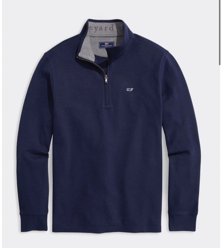 New Men’s VINEYARD VINES Saltwater Quarter Zip in Deep Bay Blue Zip - Size M