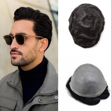 Mens Toupee Ultra Thin Skin Hair Replacement System Invisible V-Loop Hair Piece