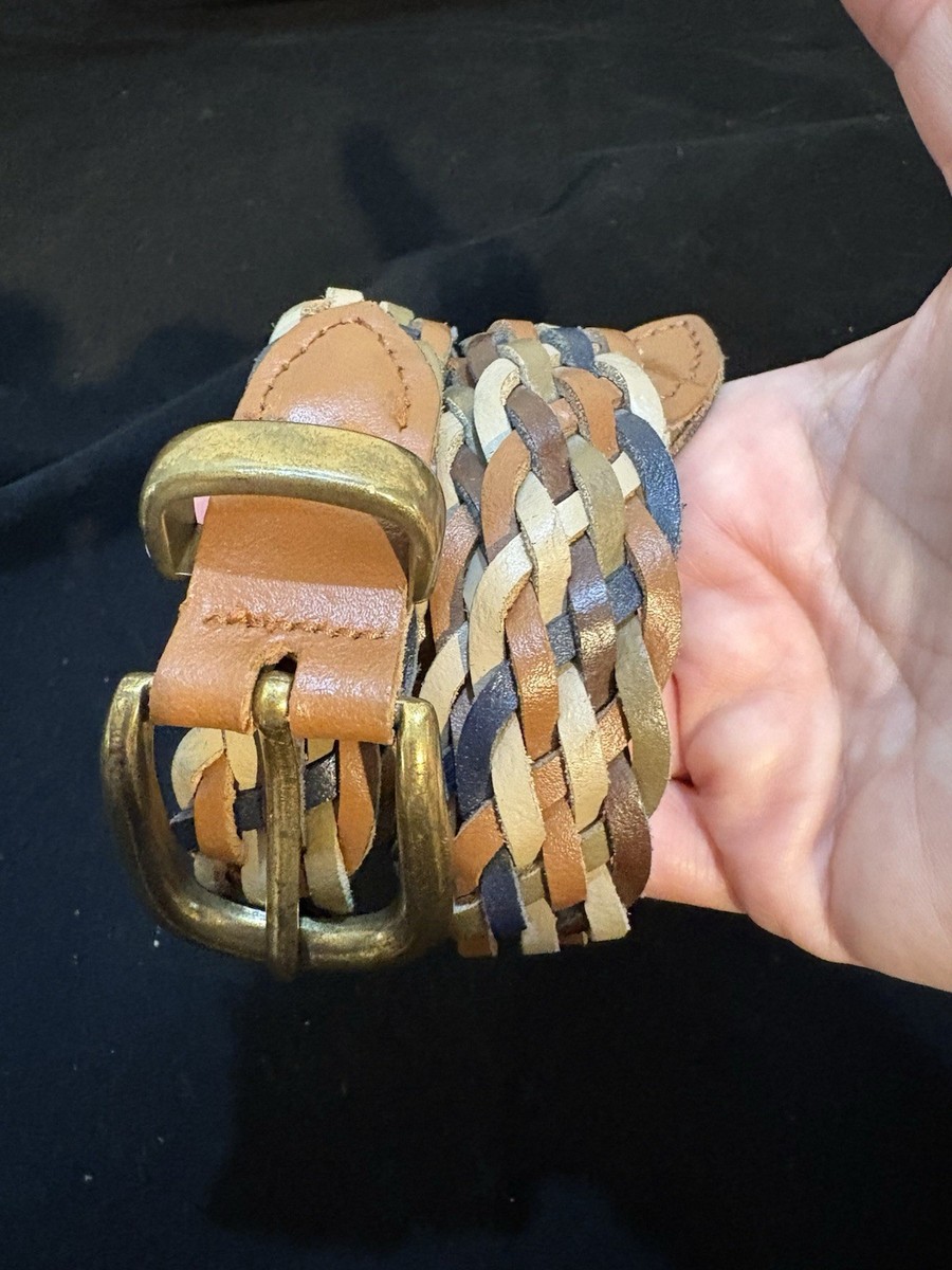 VTG Black Braided Leather Belt Woven Wheat Design Gold Brass Buckle, SizeXL- XXL il_1080xN.3367565962_1f30.jpg main image 4