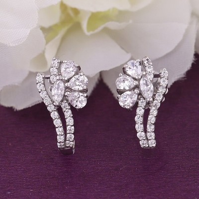 Pear Cut Simulated Diamond Wedding Women's Stud Earrings 14K White Gold Plated