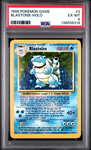 1999 POKEMON BASE SET UNLIMITED  #2 BLASTOISE-HOLO PSA 6