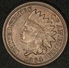 1864 INDIAN HEAD CENT AU DETAILS FLASHY COLOR TONED