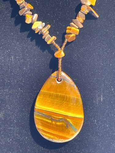 Tiger Eye All Natural Stone Statement Necklace