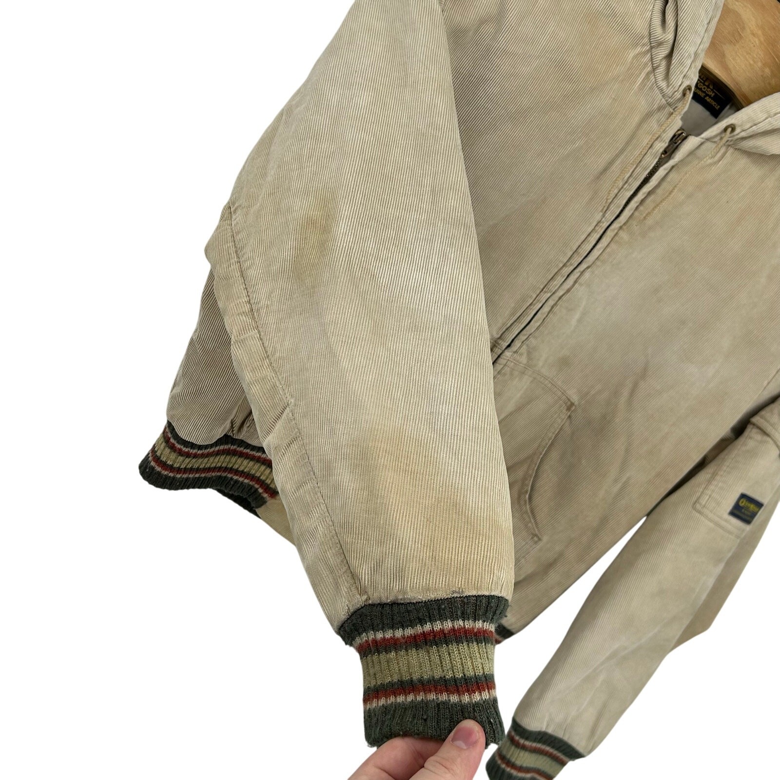 VTG 70s Men's Cream Corduroy OshKosh B'Gosh Quilt Lined Varsity Chore Jacket XL image 6