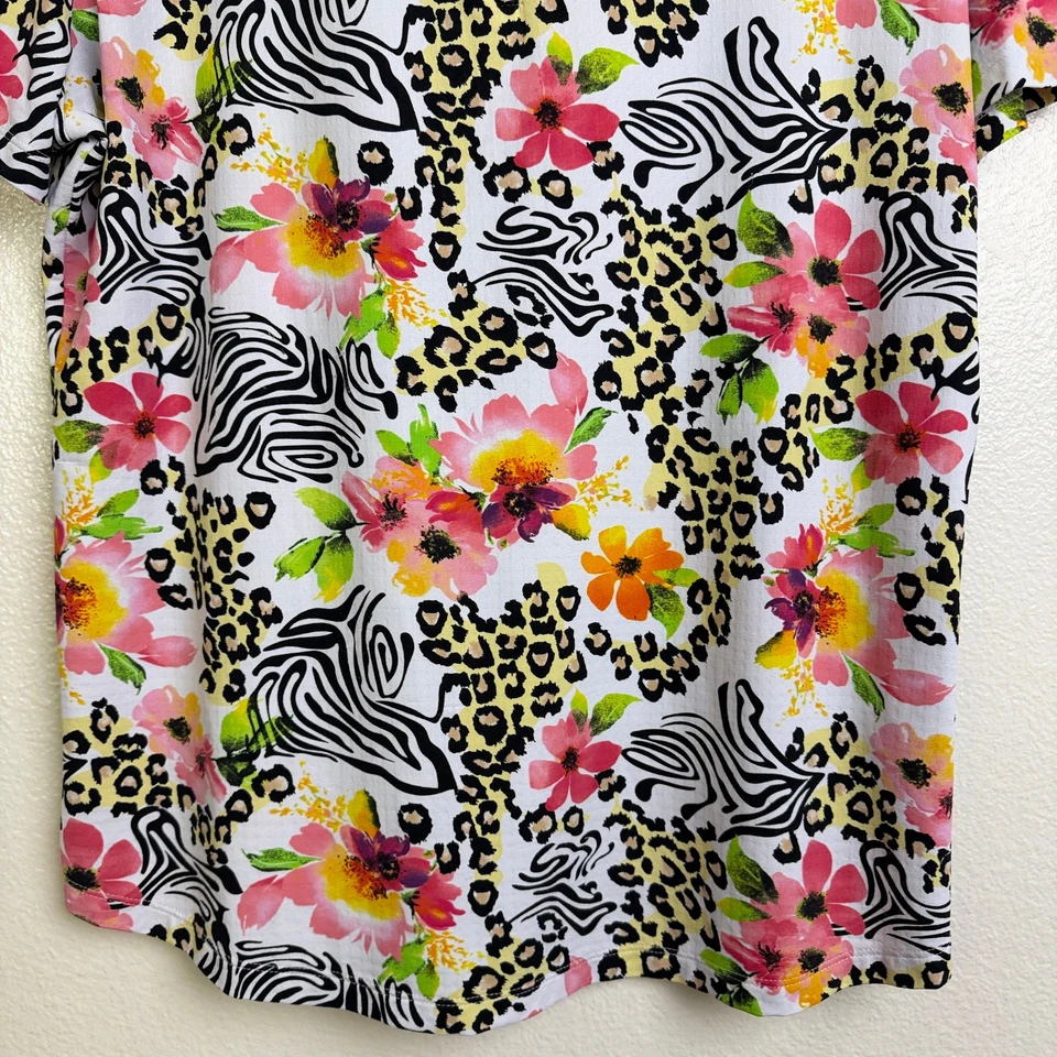 Ibkul Top Womens XL Multi Floral 1/4 Zip Short Sleeve Golf Hiking Animal UPF UV - Image 3 of 4