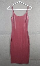 Pink Velvet Bodycon Slip Dress Small S Forever 21 Sheath Stretch Sleeveless