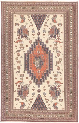 Kelim Sirjan Teppich 144x221 cm handgewebt Wolle Persien Unikat Neu