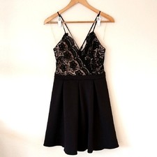 Francesca's Little Black Dress Crochet Top Adjustable Spaghetti Straps