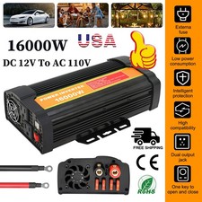 6000W LCD Car Power Inverter DC 12V To AC 110V Pure Sine Wave Solar Converter US