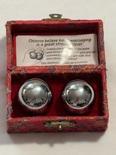 Vintage Chinese Baoding Balls Musical Stress Health Meditation Balls Silver Tone