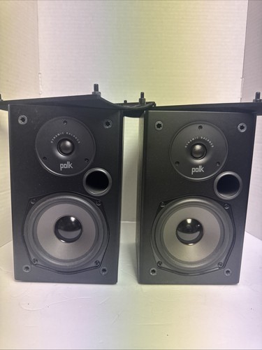 Polk Audio T15 Bookshelf Speakers Pair Black 2 Way Wired Home Stereo Tested - Afbeelding 3 van 6